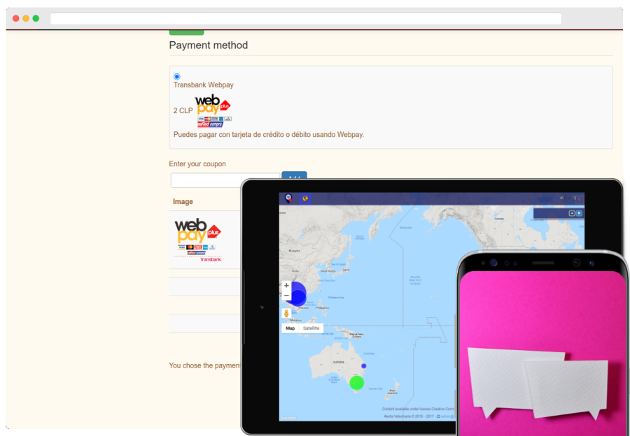 Imagen de pantallas de computador, tablet y teléfono mostrando nuestras aplicaciones web